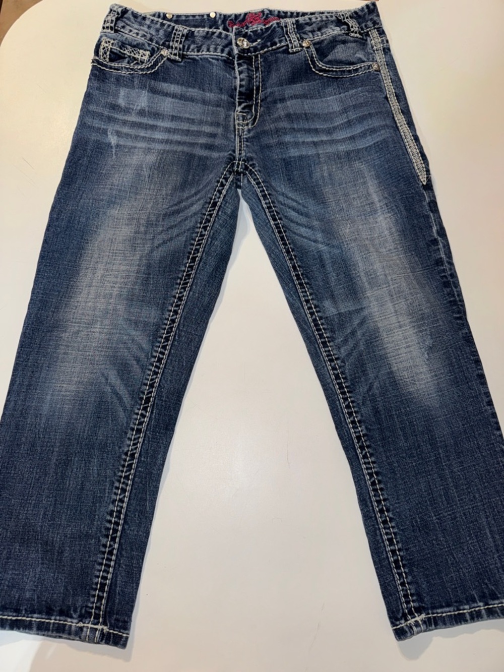Y2K Rock & Roll Cowgirl‎ Faded Blue Cropped Jeans
